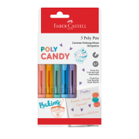 Caneta Esferogrfica Poly Pen 0.7 Faber-Castell - Candy Colors, 5 Cores (1 pacote c/ 6 estojos) - ES/PRTCC07