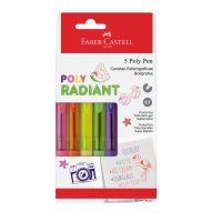 Caneta Esferogrfica Poly Pen 0.7 Faber-Castell - Radiant Colors, 5 Cores (1 pacote c/ 6 estojos) - ES/PRTRC07
