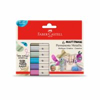 Marcadores MultiMark 1.0 Multisuperfcie Faber-Castell - 6 Cores Metlicas (1 pacote c/ 6 estojos) - MM/ES106MZF