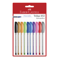 Caneta Esferográfica Faber-Castell Trilux Colors 1.0mm Ctl c/ 10 Unid (12 Ctl/cada) - SM/032ESC10