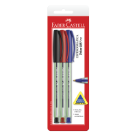 Caneta Esferográfica Faber-Castell Trilux Ponta Fina 0.8mm Azul Preto Vermelho Ctl c/ 3 Unid (24 Ctl/cada) - SM/TRIPF