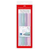 Caneta Ponta Porosa Faber-Castell Fine Pen 0.4mm Tons Pastel 4 Cores Ctl c/ 4 Unid (6 Es/cada) - FPB/TPZF