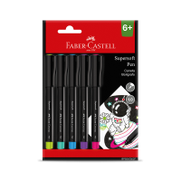 Caneta Ponta Porosa Supersoft Pen Faber-Castell 1.0mm Cartela com 5 unidades (10 Ctl/cada) - BPSS/ES5ZF
