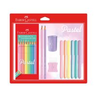 Kit Tons Pastel: 10 Ecolpis de Cor Pastel, 6 Canetinhas, 1 Borracha, 1 Apontador e 2 Lpis Grafite (5 Es/cada) - KIT/PASTEL
