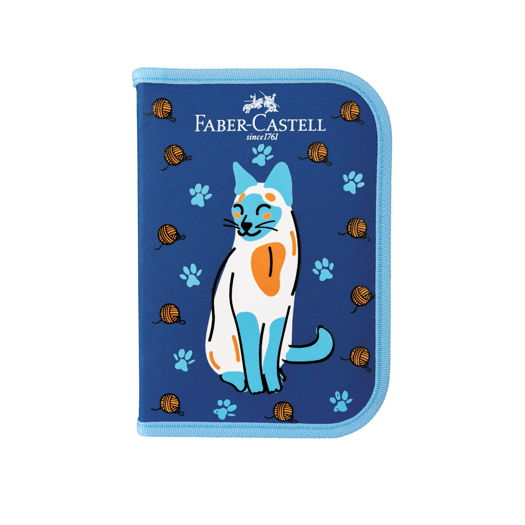 Estojo Escolar Completo Coleo Pets Faber-Castell - Gato (1 pacote c/ 4 estojos) - 18.2223