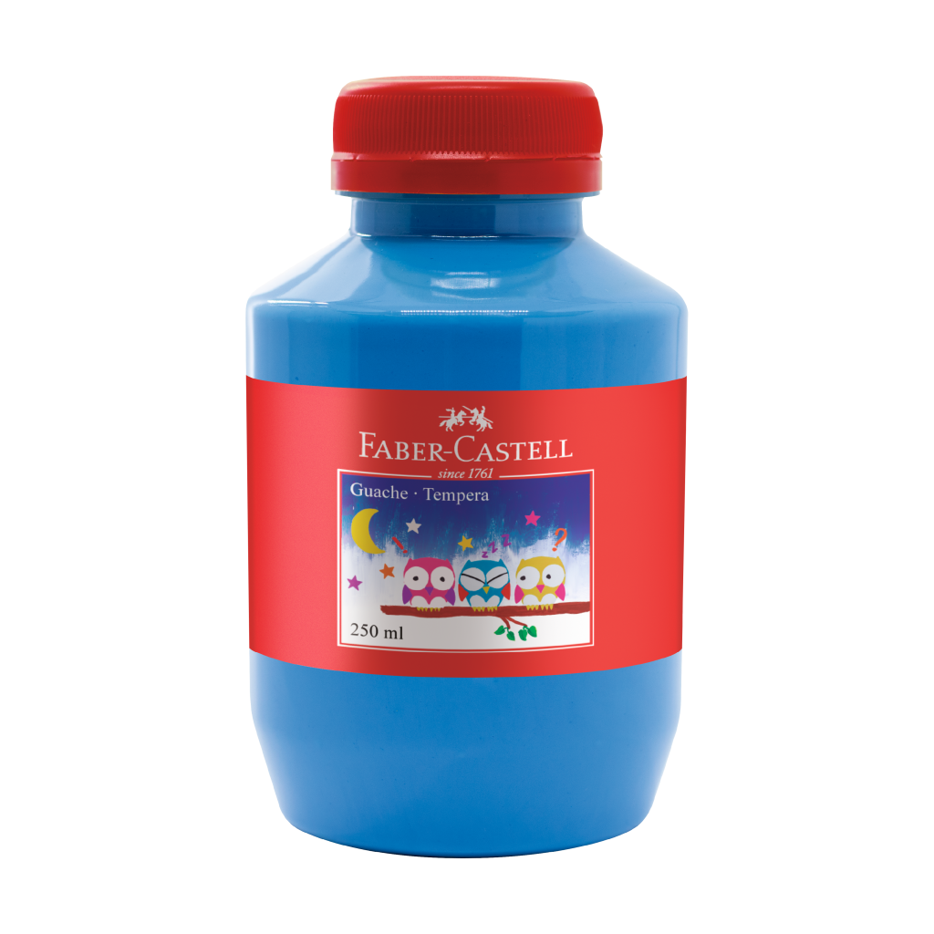 Tinta Guache Faber-Castell, Azul Claro - 250ml (1 pacote c/ 6 peas) - GUA/250AC