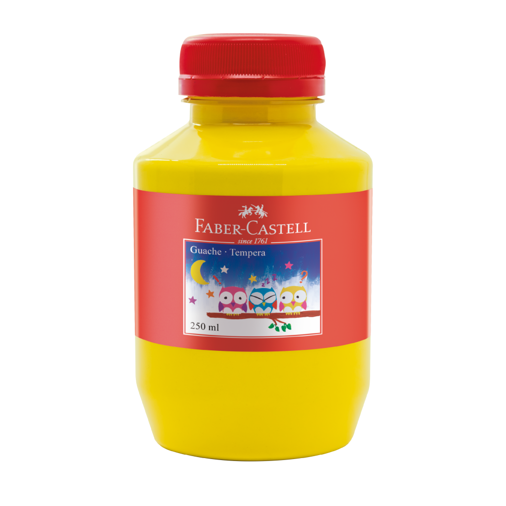 Tinta Guache Faber-Castell, Amarelo - 250ml (1 pacote c/ 6 peas) - GUA/250AM