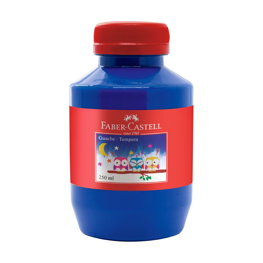 Tinta Guache Faber-Castell, Azul - 250ml (1 pacote c/ 6 peas) - GUA/250AZ