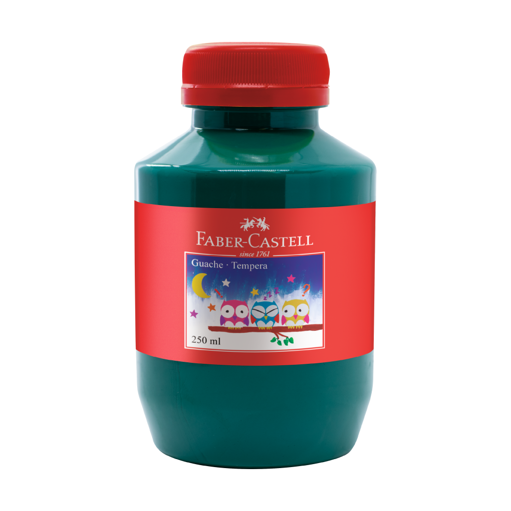 Tinta Guache Faber-Castell, Verde - 250ml (1 pacote c/ 6 peas) - GUA/250VD
