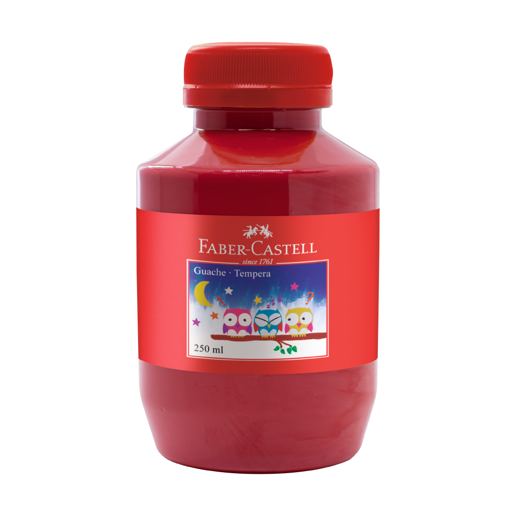 Tinta Guache Faber-Castell, Vermelho - 250ml (1 pacote c/ 6 peas) - GUA/250VM