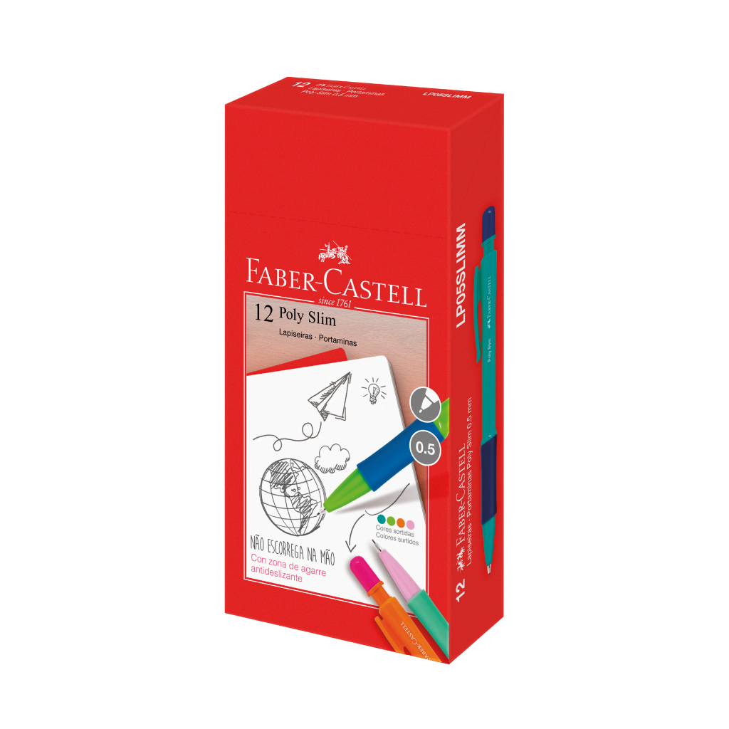 Lapiseira Poly Slim 0.5mm Faber-Castell - Cores Sortidas (1 caixa c/ 12 peas) - LP05SLIMM