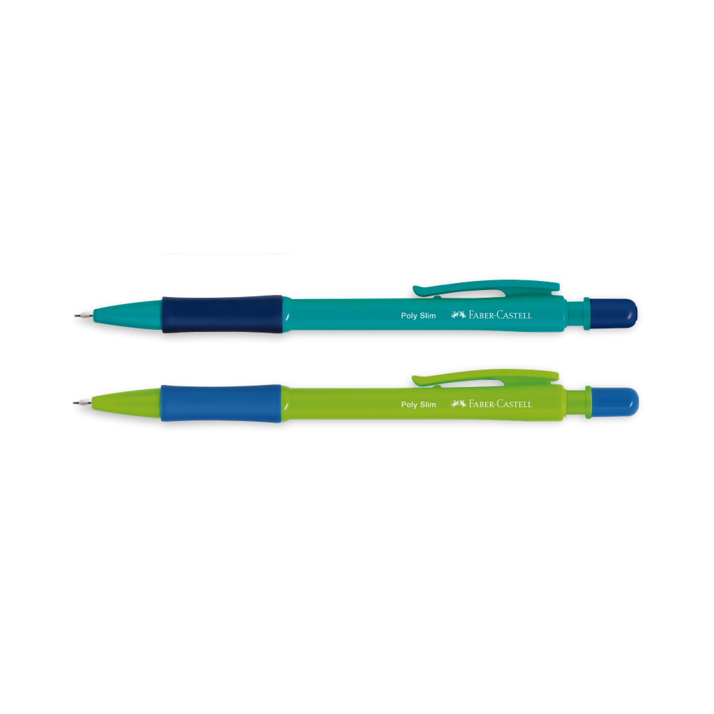 Lapiseira Poly Slim 0.5mm Faber-Castell - Azul e Verde, 2 unidades (1 caixa c/ 24 cartelas) - SM/05SLIMAV