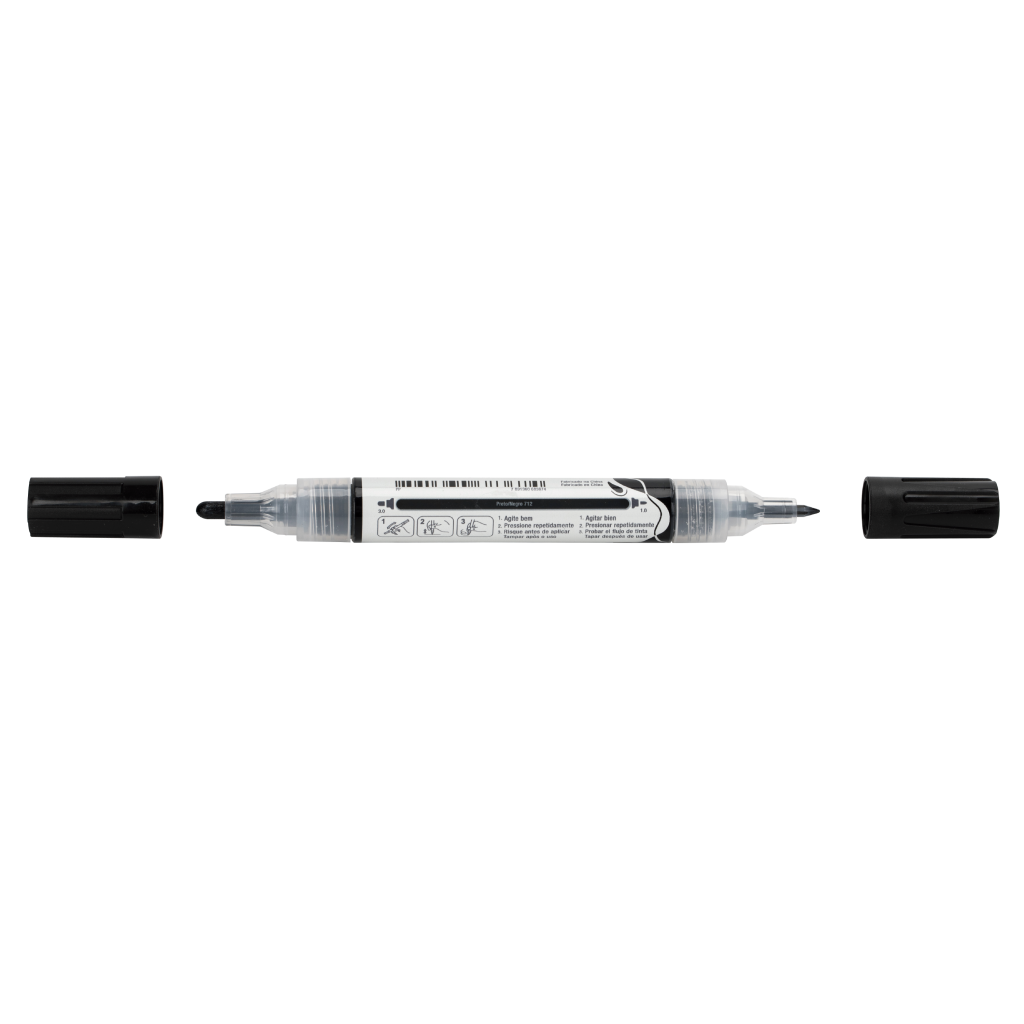 Marcador MultiMark Multisuperfcie Faber-Castell - Preto, 1 marcador (1 pacote c/ 2 estojos) - MM/ESSP712