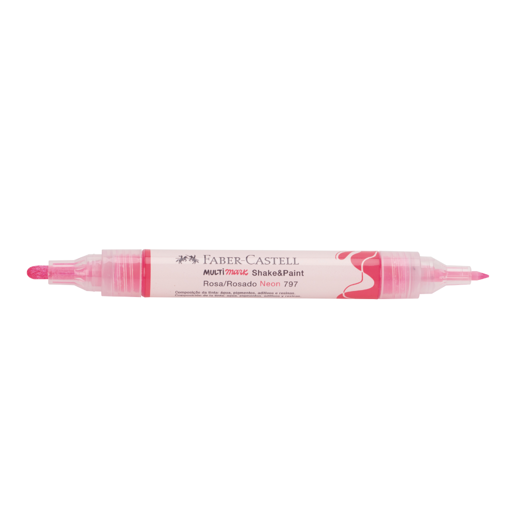 Marcador MultiMark Multisuperfcie Faber-Castell - Rosa Neon (2 estojos c/ 6 marcadores cada) - MM/SPRSN797