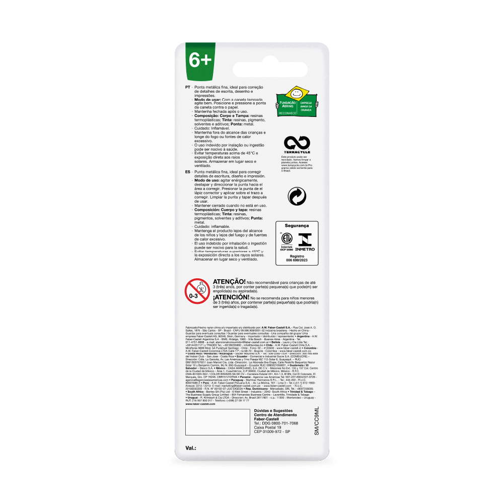 Caneta Corretiva 9ml (12 cartelas c/ 1 caneta cada) - SM/CC9ML