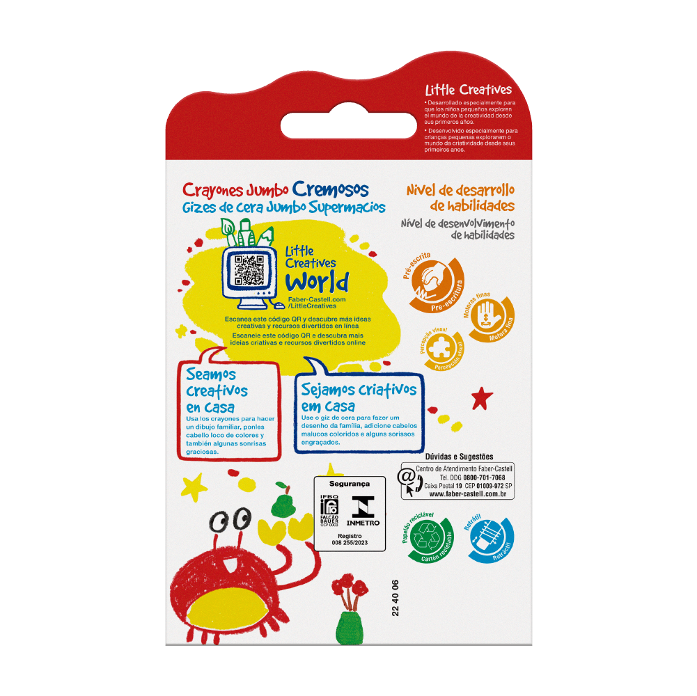 Giz de Cera Jumbo Supermacio Little Creatives (12 estojos c/ 6 gizes cada) - 224006