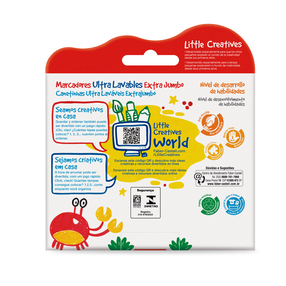 Canetinhas Extrajumbo Little Creatives (12 estojos c/ 6 canetinhas cada) - 354504