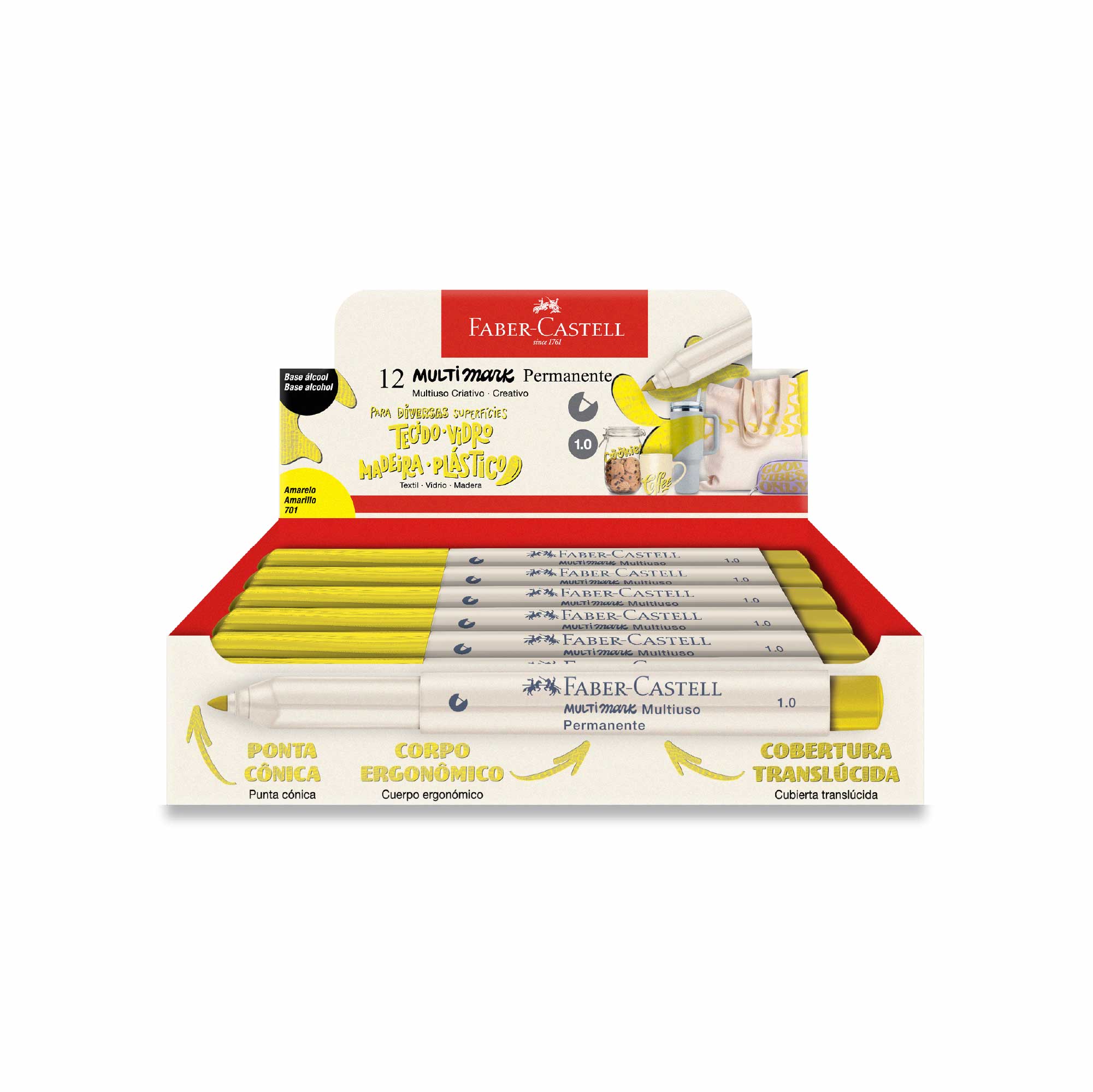 Marcador Multimark 1.0 Amarelo 701 (Display c/ 12 unids.) - MM/10AM701ZF