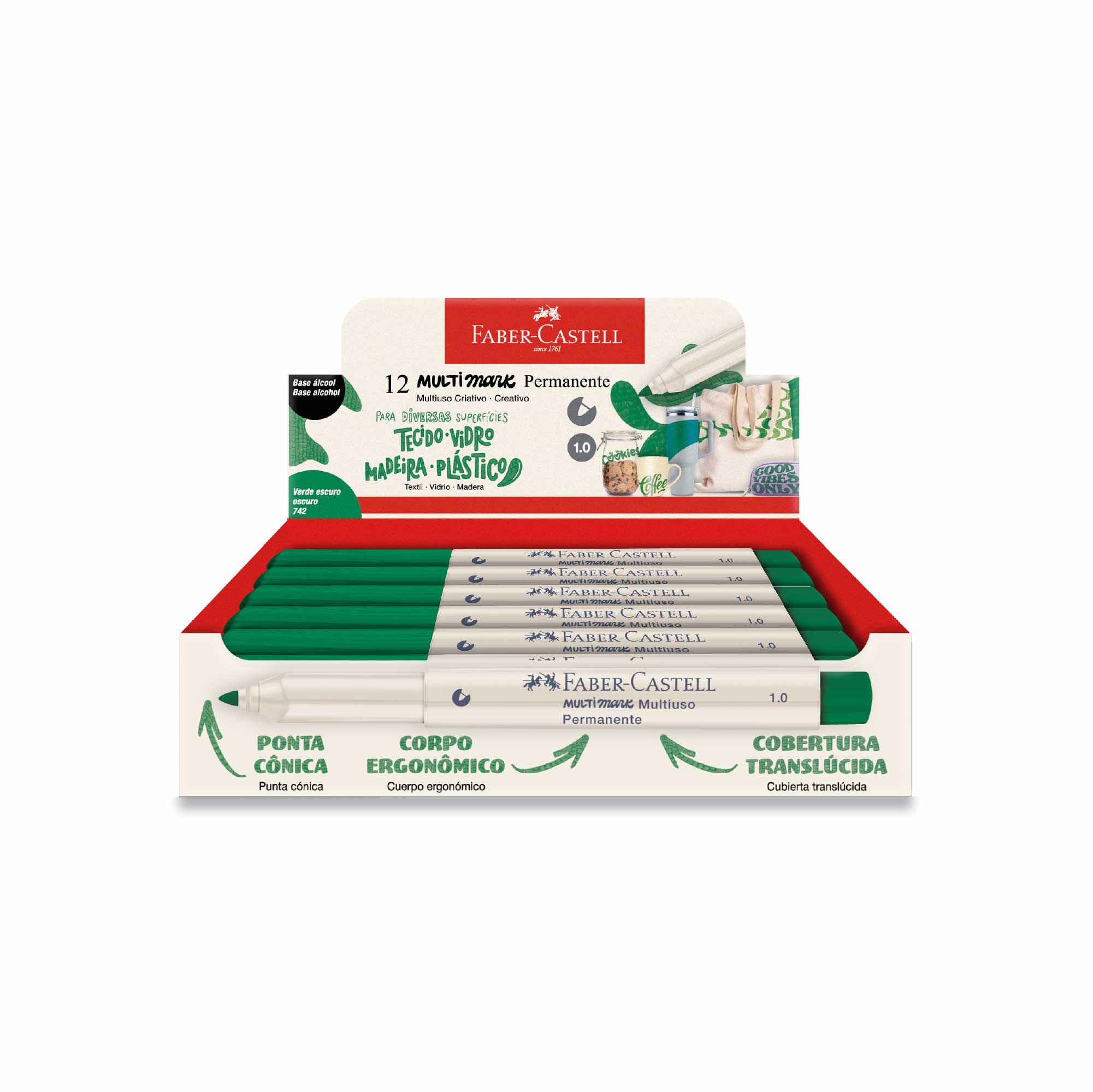 Marcador Multimark 1.0 Verde Escuro 742 (Display c/ 12 unids.) - MM/10VDE742ZF