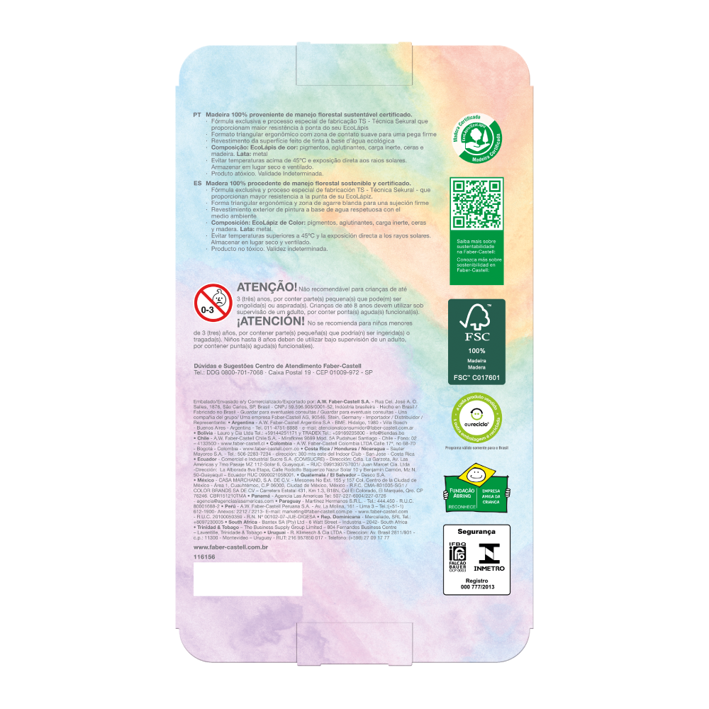 Ecol�pis de Cor Sparkle 12 Cores (1 pacote c/ 6 estojos) - 116156