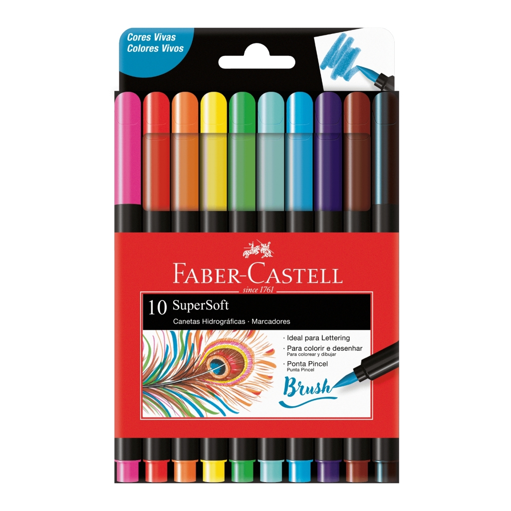 Canetinha Hidrográfica Faber-Castell SuperSoft Brush Pen 10 Cores