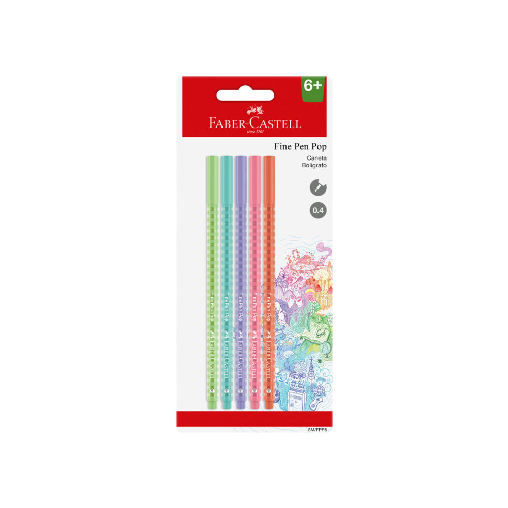 Caneta Ponta Porosa Fine Pen Pop Pastel 5 cores (24 ctl)  - SM/FPP5P
