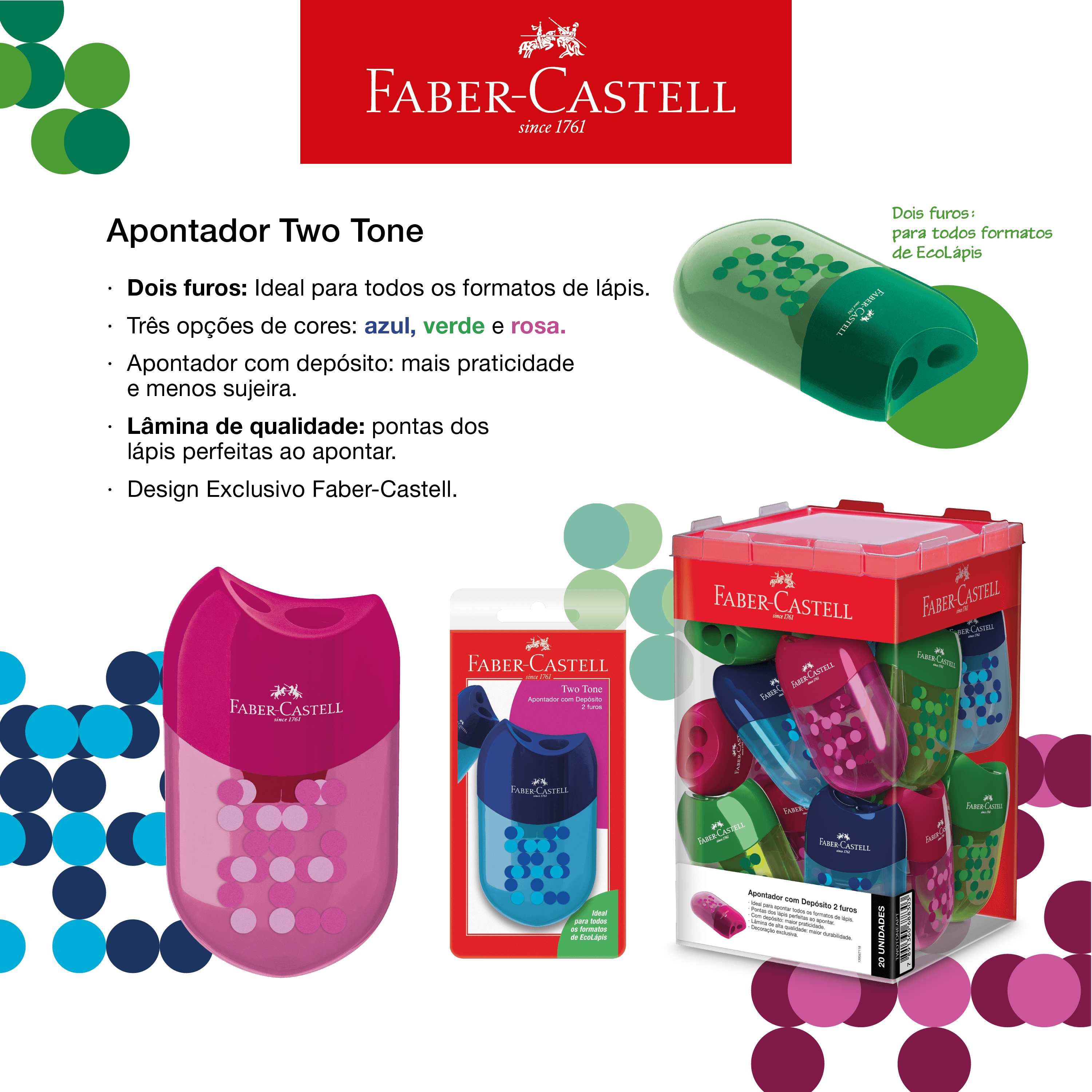 Apontador Two Tone-Cartela (24 cartelas/cada) - SM/TWOTONEAPT