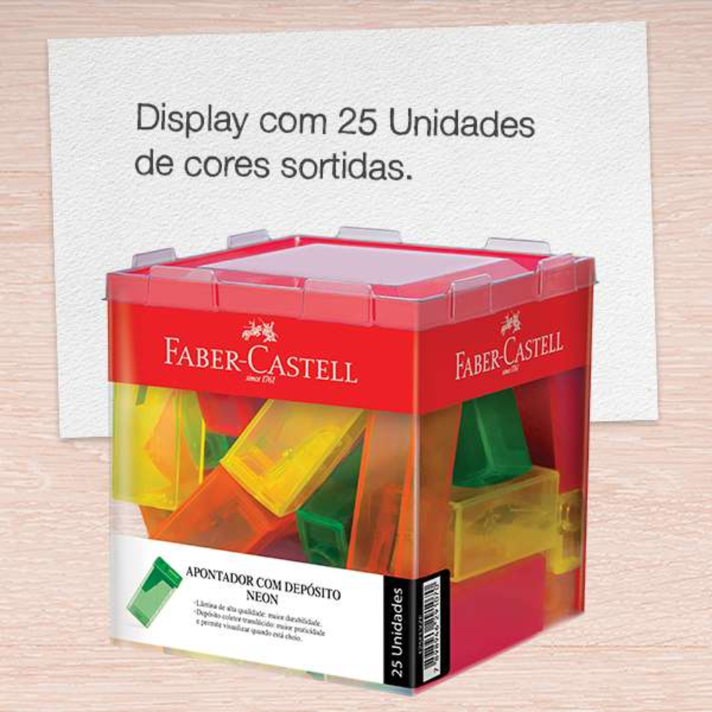 Apontador com Depsito Faber-Castell Neon (25 Unid/cada) - 125FLVZF