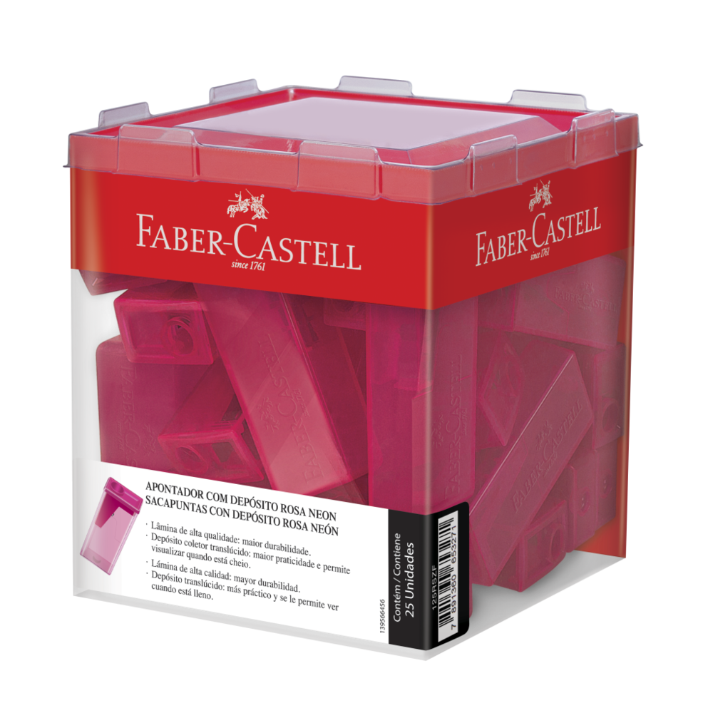 Apontador com Depsito Faber-Castell Rosa (25 Unid/cada) - 125RSZF