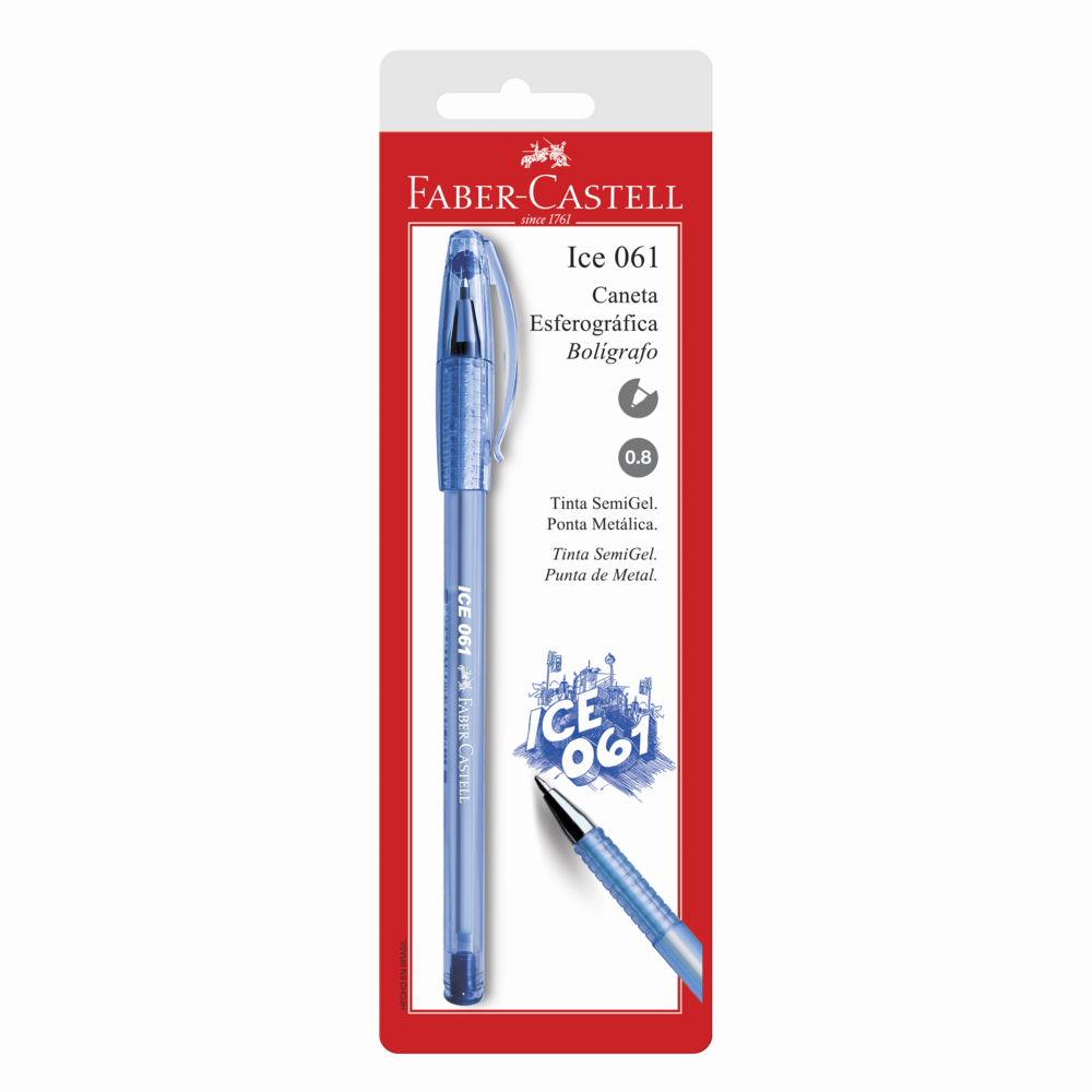 Caneta Esferogrfica Faber-Castell Ice 0.8mm Azul Ctl c/ 1 Unid (24 Ctl/cada) - SM/ICEAZ