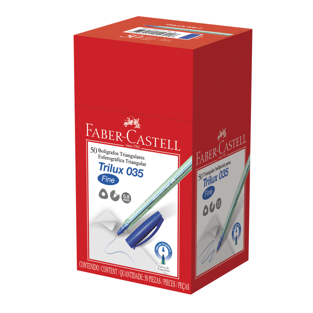 Caneta Esferogrfica Faber-Castell Trilux Ponta Fina 0.8mm Azul (50 Unid/cada) - TRIPF/AZ