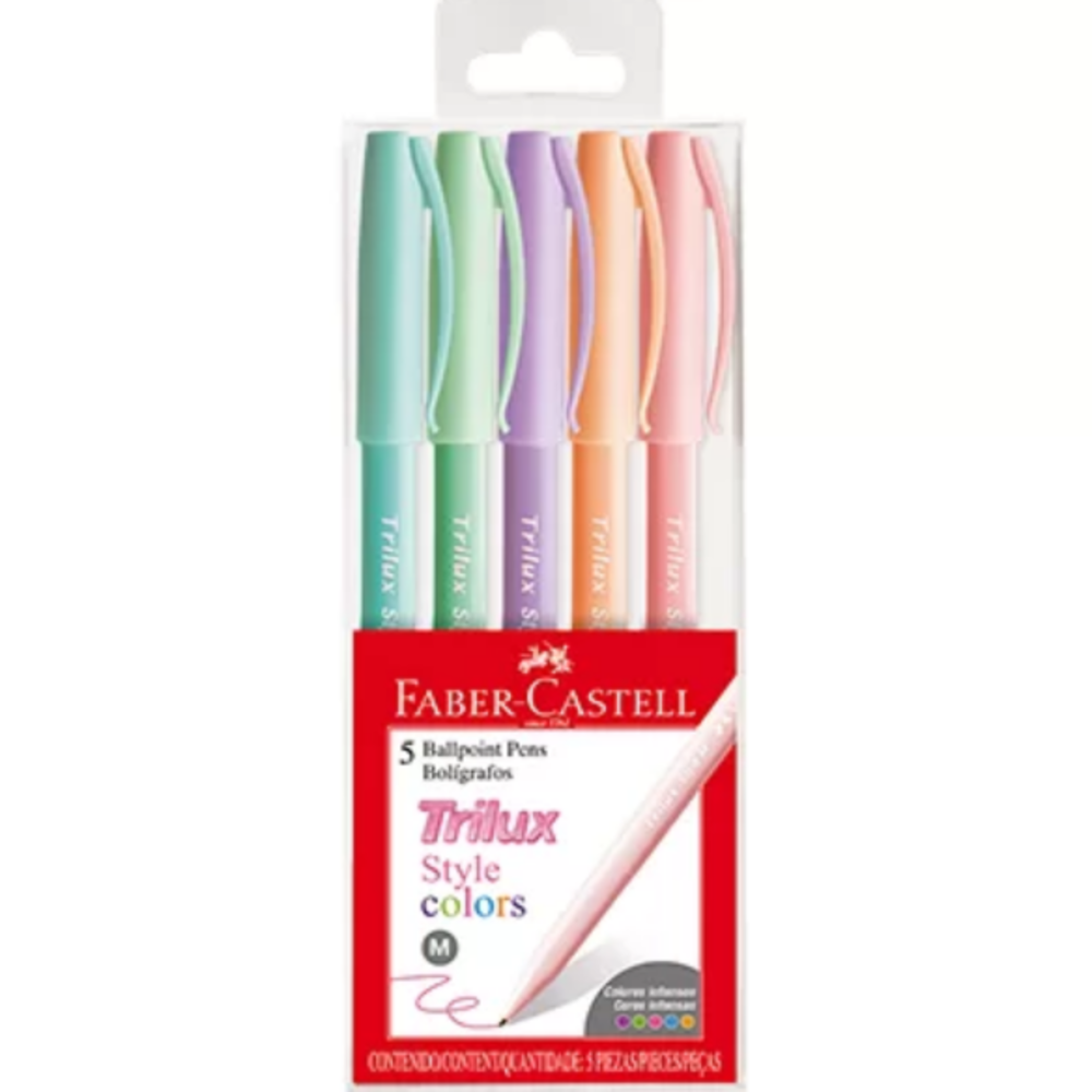 Caneta Esferogrfica Faber-Castell Trilux Style Colors (6 Es/cada) - 032/ES5TP