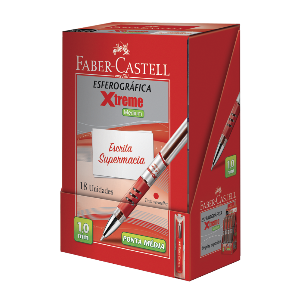 Caneta Esferogrfica Faber-Castell Xtreme 1.0mm Vermelho (18 Unid/cada) - XT10/VM