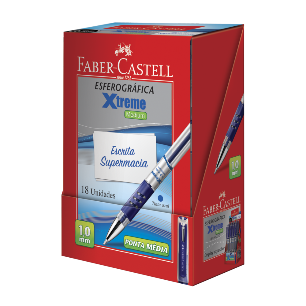 Caneta Esferogrfica Faber-Castell Xtreme Retrtil 1.0mm Azul (18 Unid/cada) - XT10/AZ
