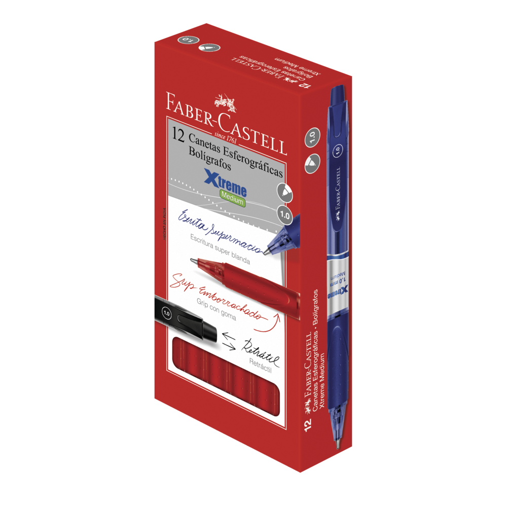 Caneta Esferogrfica Faber-Castell Xtreme Retrtil 1.0mm Vermelho (12 Unid/cada) - XTRT10/VM