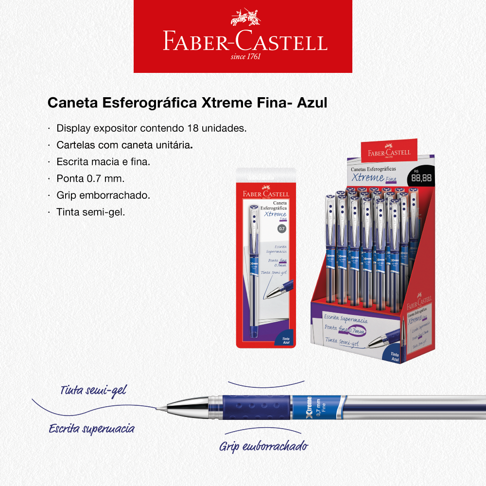 Caneta Esferogr�fica Xtreme 0.7 Azul (24 cartelas c/ 1 unid.) - SM/XT07AZ.N