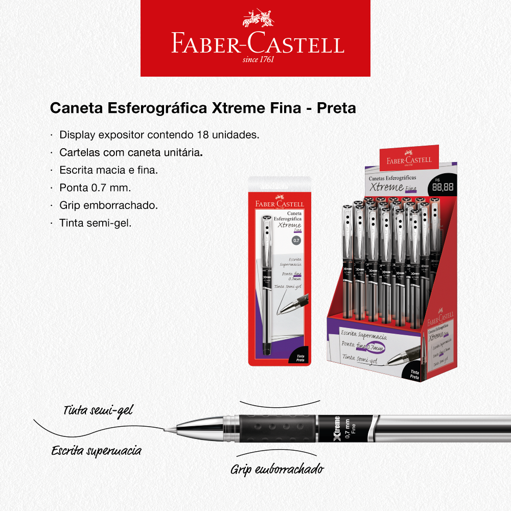 Caneta Esferogr�fica Xtreme 0.7 Preta (24 cartelas c/ 1 unid.) - SM/XT07PR.N