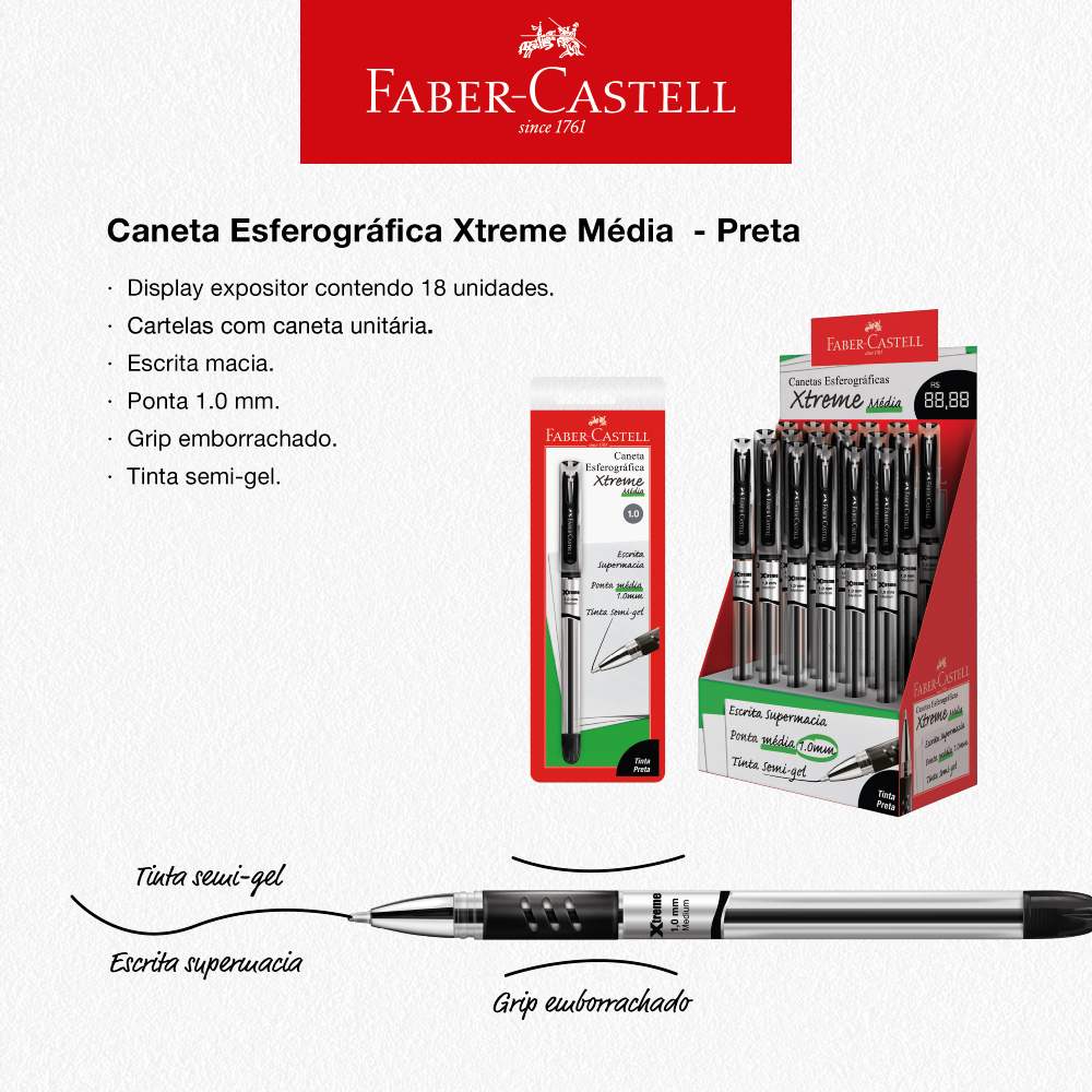 Caneta Esferogr�fica Xtreme 1.0 Preta (24 cartelas c/ 1 unid.) - SM/XT10PR.N