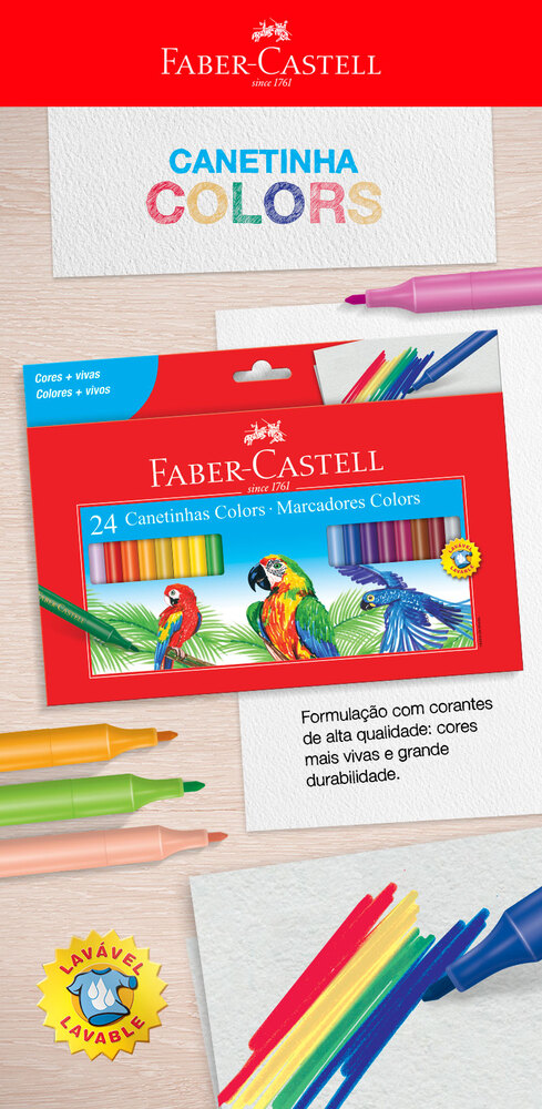 Canetinha Hidrogrfica Faber-Castell 24 Cores (6 Es/cada) - 15.0124CZF