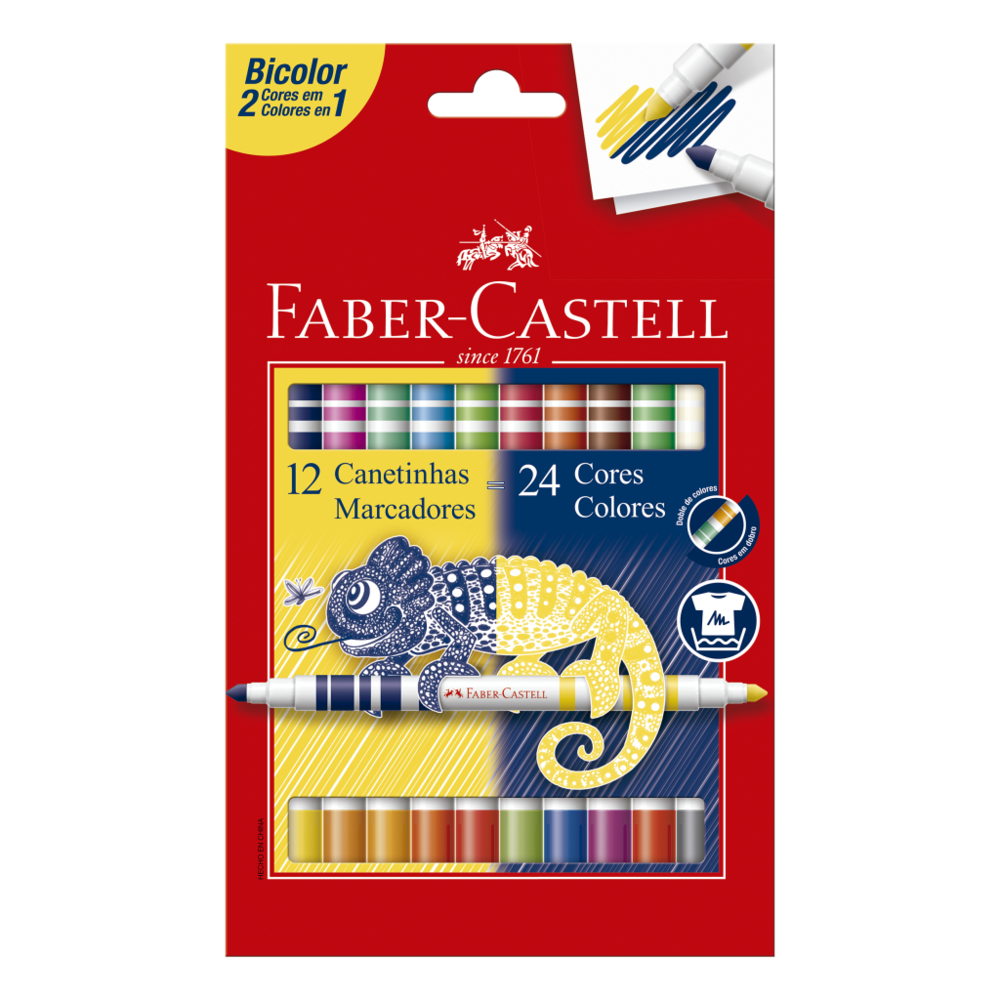 Canetinha Hidrogrfica Faber-Castell Bicolor 24 Cores (12 Es/cada) - 15.0612N