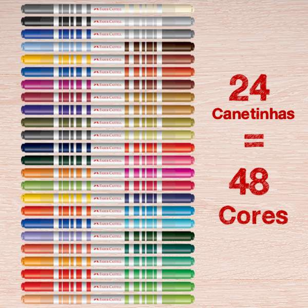 Canetinha Hidrogrfica Faber-Castell Bicolor 48 Cores (6 Es/cada) - 15.0624N