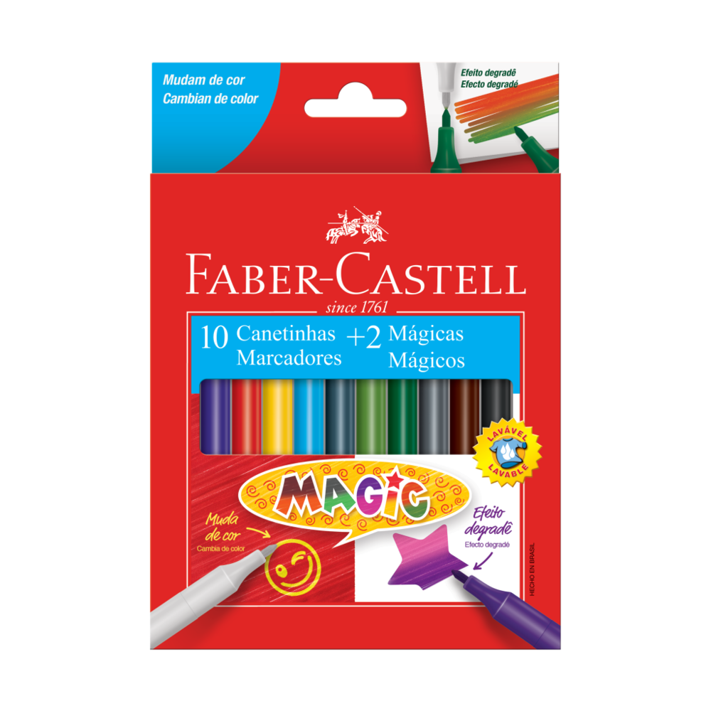 Canetinha Hidrogrfica Faber-Castell Magic 10 Cores + 2 (6 Es/cada) - 15.0112MZF