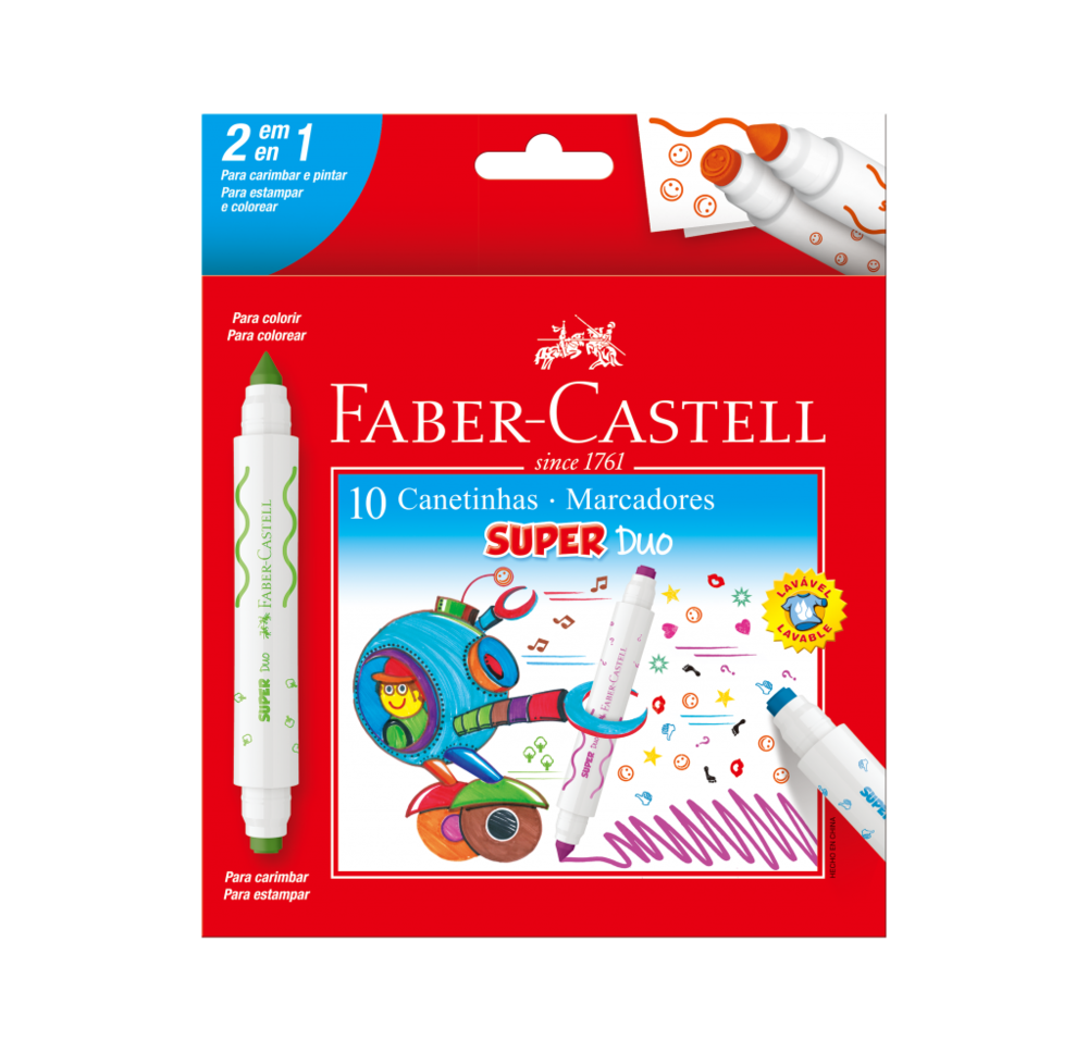 Canetinha Hidrogrfica Faber-Castell Super Duo 10 Cores (6 Es/cada) - DUO150610
