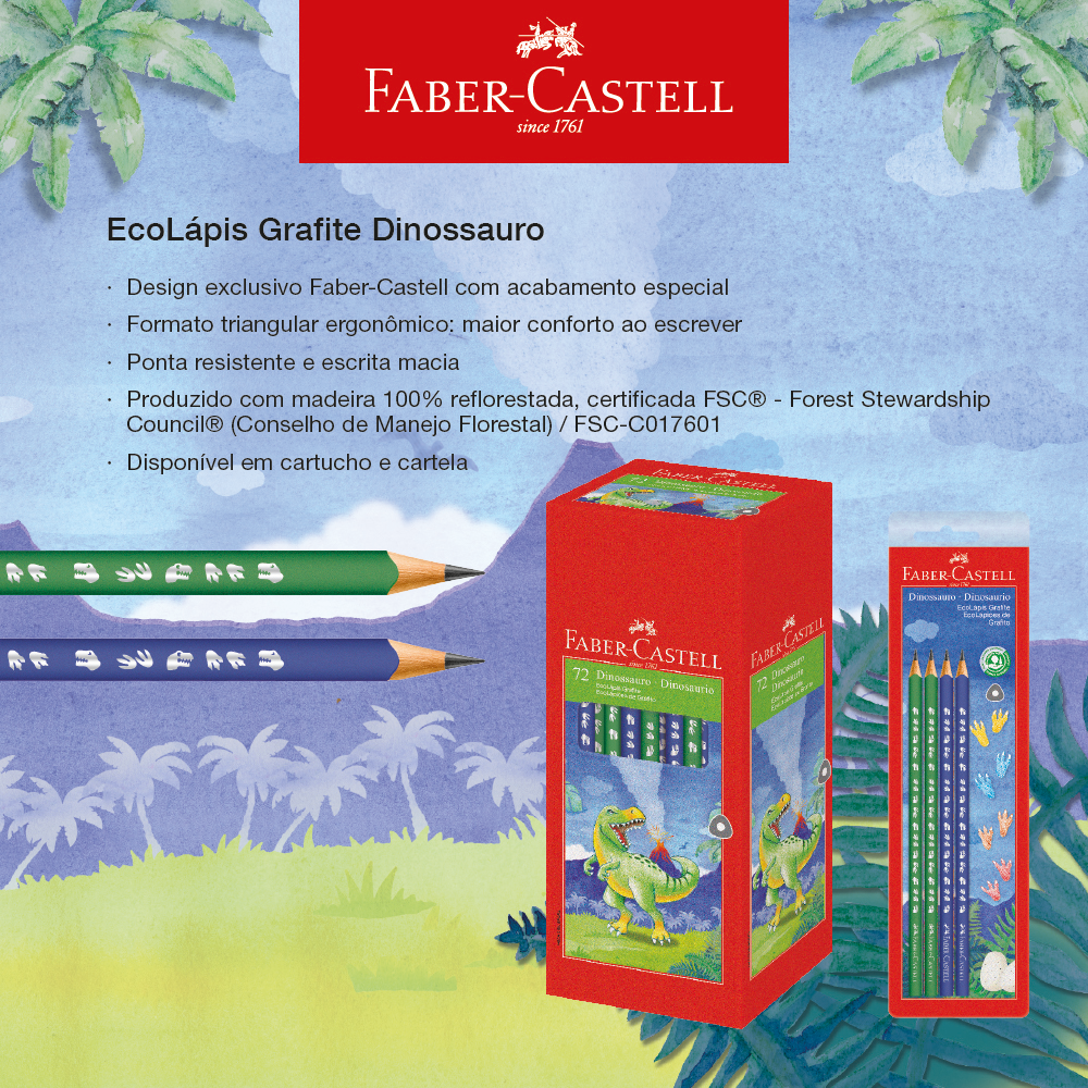 EcoLpis Grafite Faber-Castell Dinossauro 4 Unidades (24 cartelas/cada) - SM/935DINO