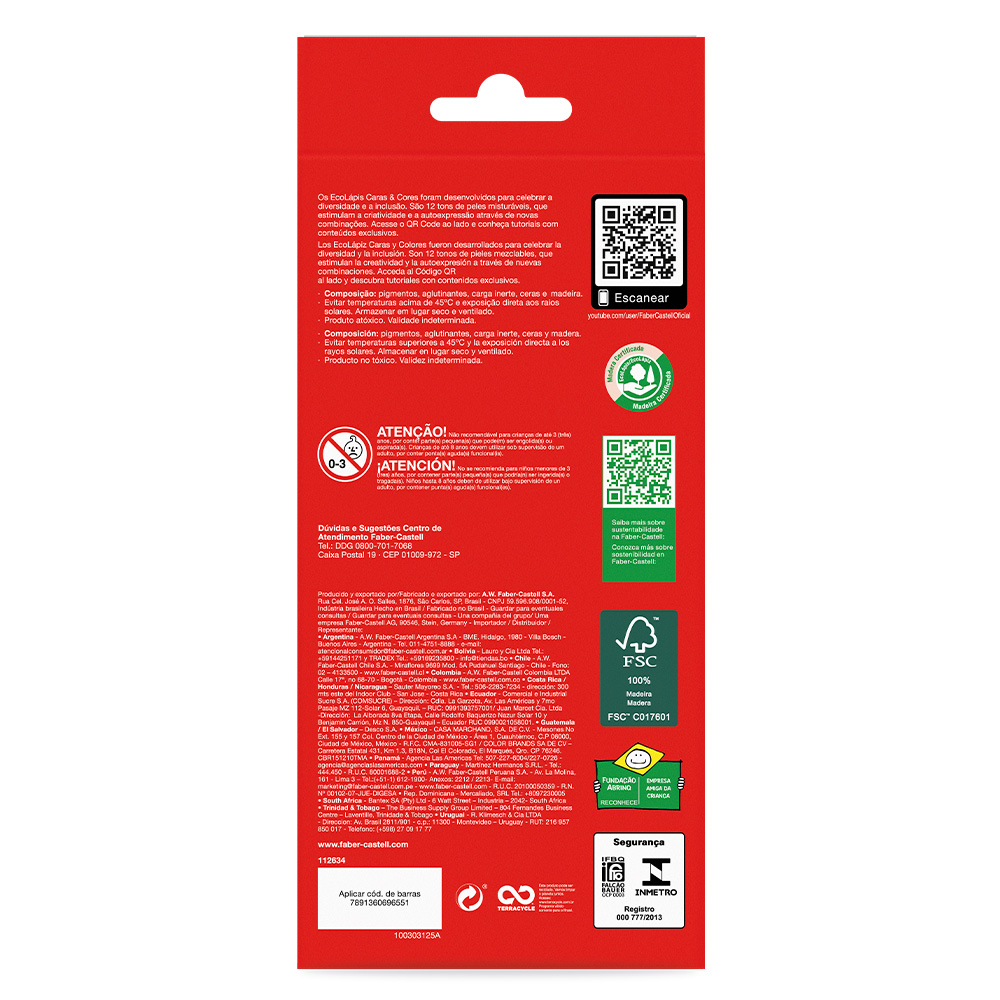 Ecol�pis de Cor Tons de Pele (1 pacote c/ 12 estojos) - 112634