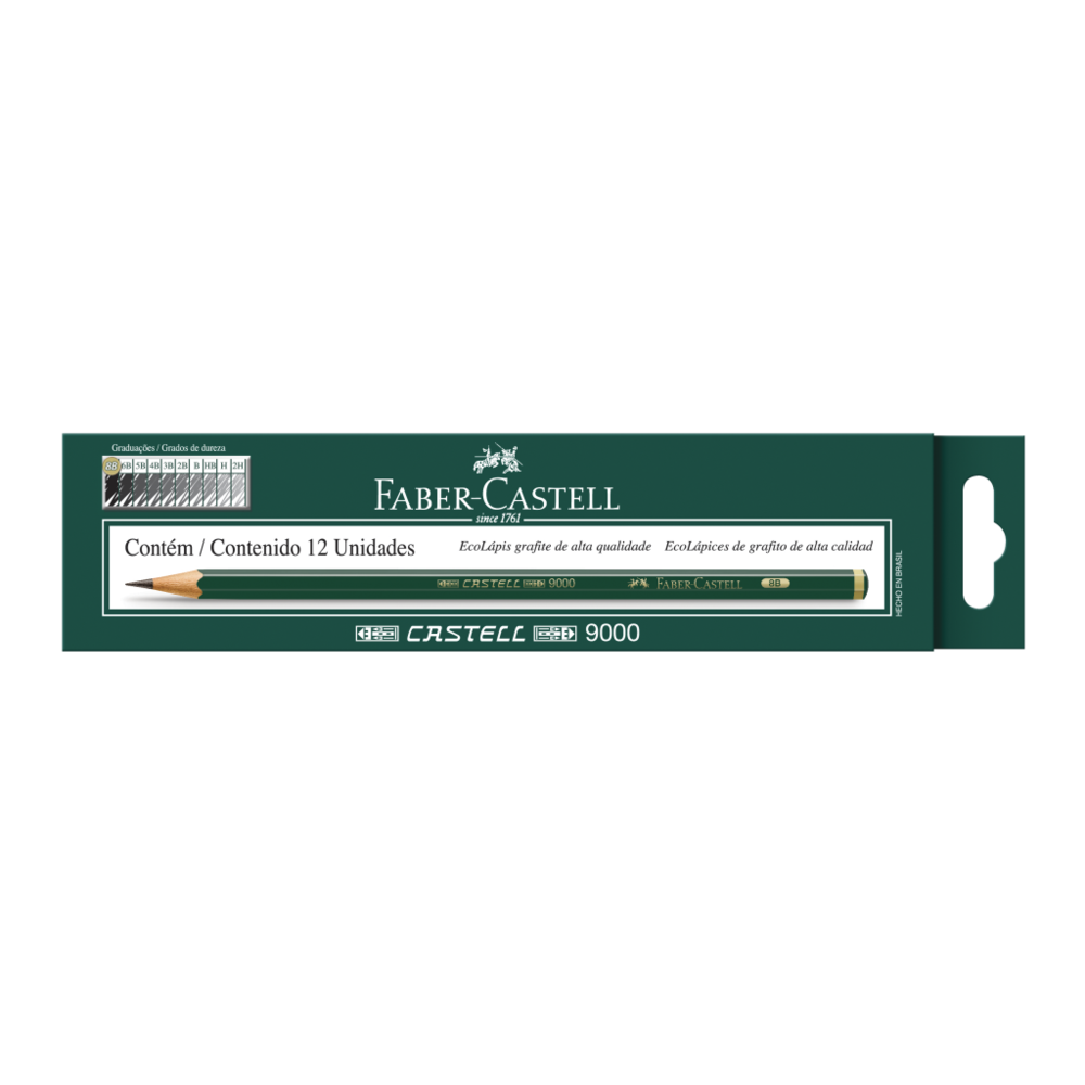 Ecolpis Grafite Faber-Castell 9000 8B Es c/ 12 Unid (6 Es/cada = 72 unid.) - 90008B