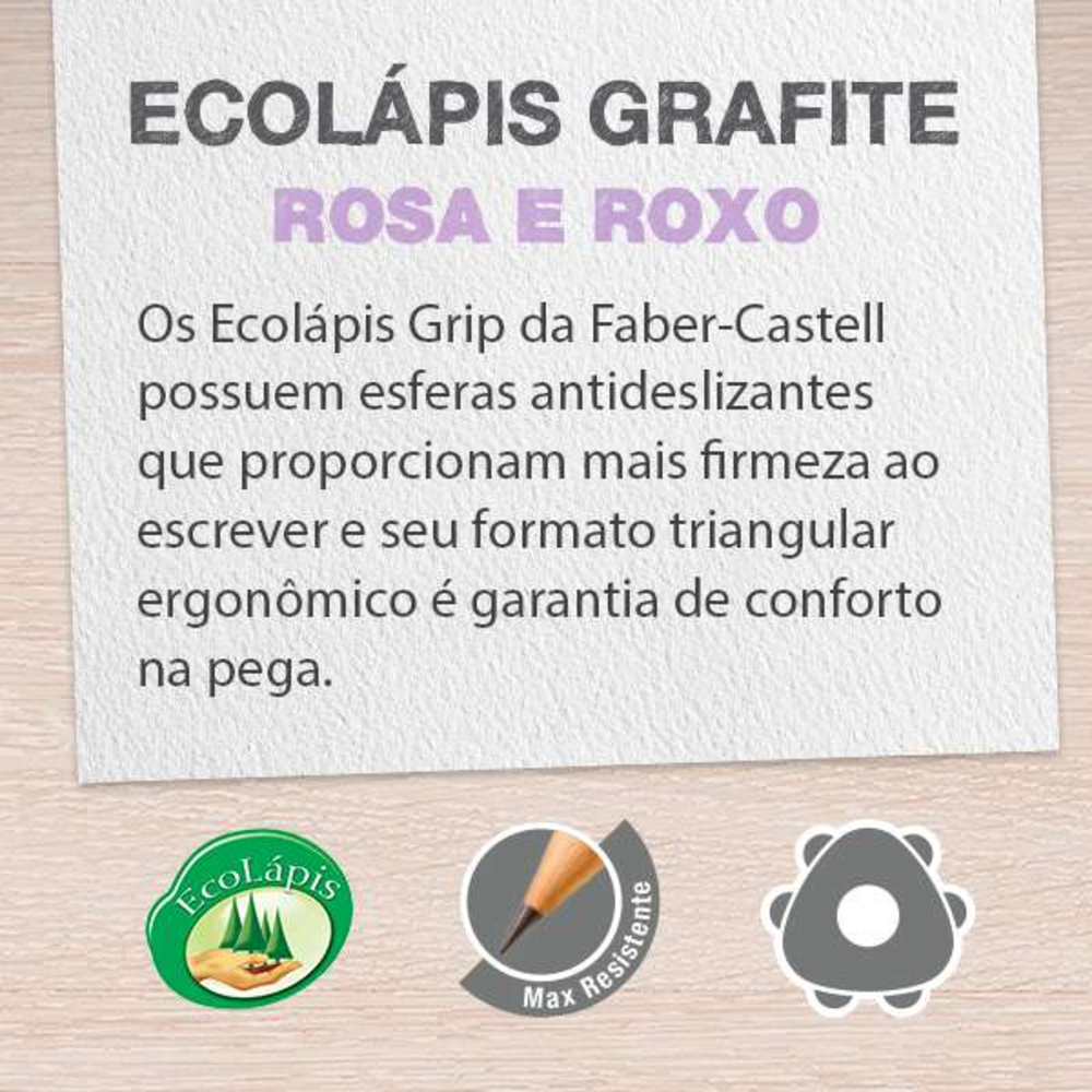 Ecolpis Grafite Faber-Castell Grip Rosa e Roxo (144 Unid/cada) - 2001BCER/144