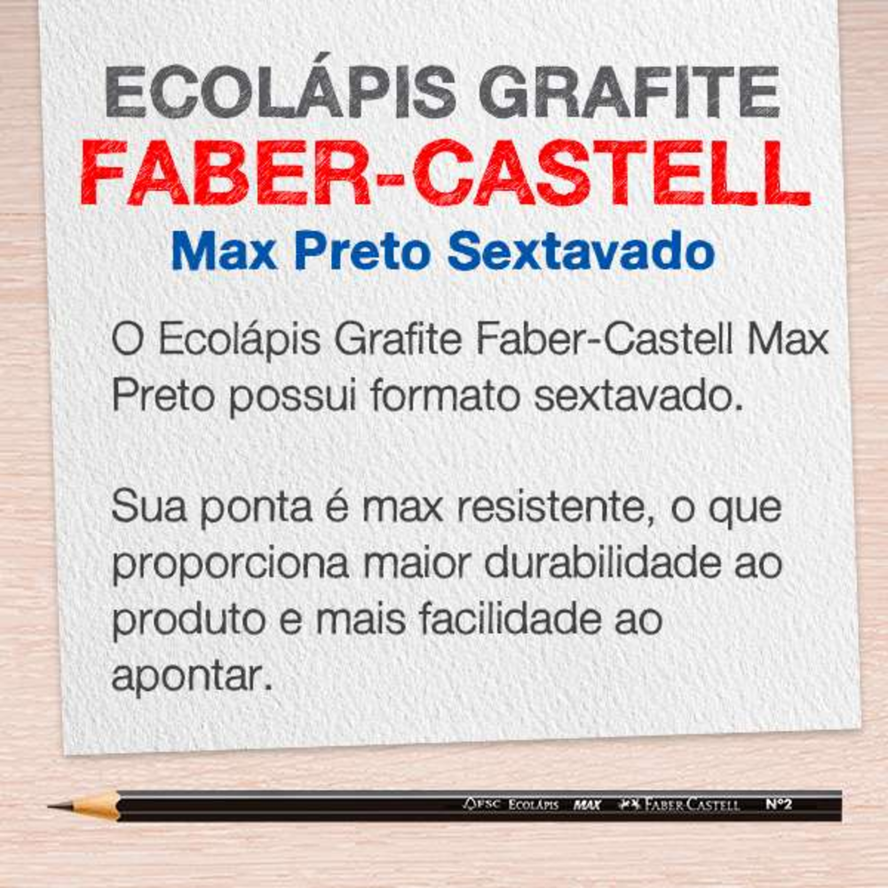 Ecolápis Grafite Faber-Castell Max Preto Sextavado (144 Unid/cada) - 1205SM/144