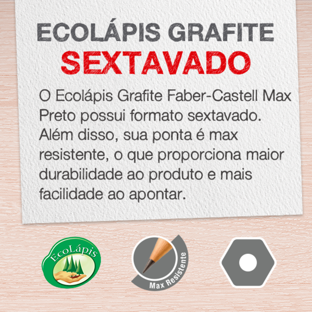 Ecolápis Grafite Faber-Castell Max Preto Sextavado (160 Unid/cada) - 1205SM/LT160