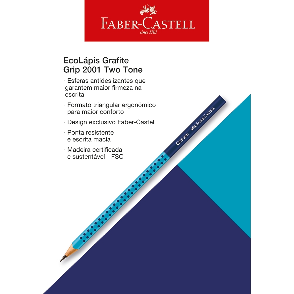 Ecolpis Grafite Grip Two Tone Azul Faber-Castell (24 cartelas c/ 3 unid. cada) - SM/2001BTTAZ